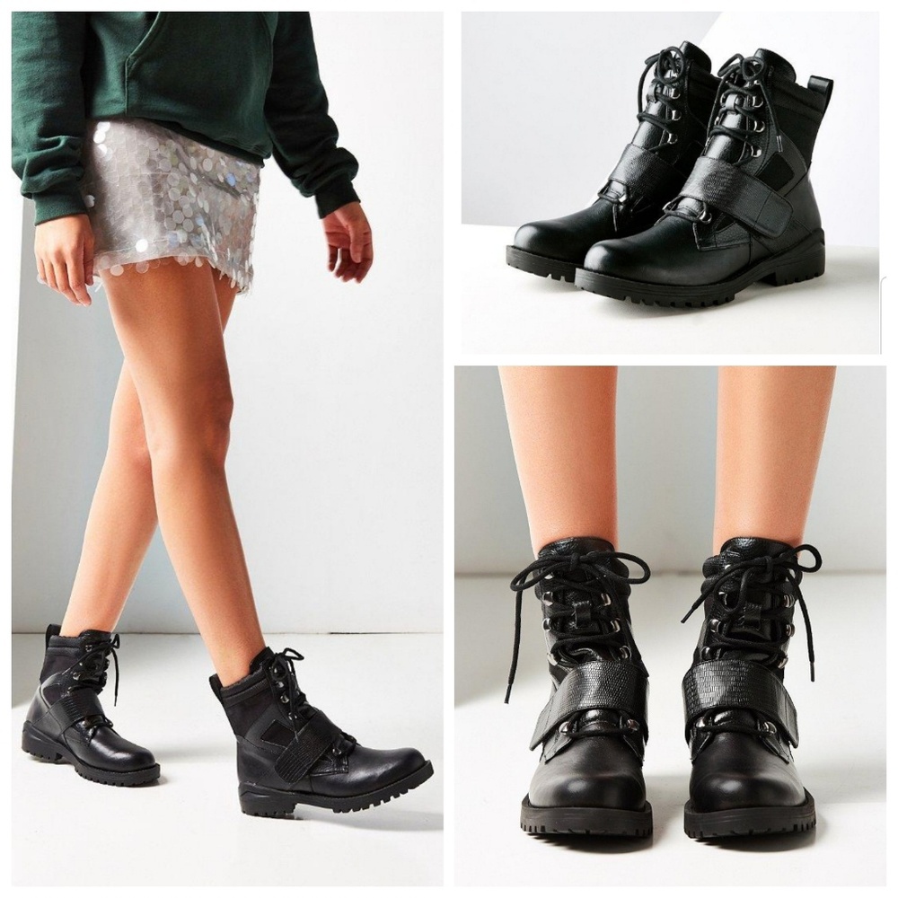 Urban Outfitters Claude Black Combat Boot 10 - Picture 1 of 5